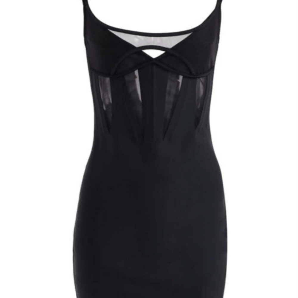 HM X Mugler Corset-style Mesh Panel Mini Dress, H&M Sz XS, Small, NWT